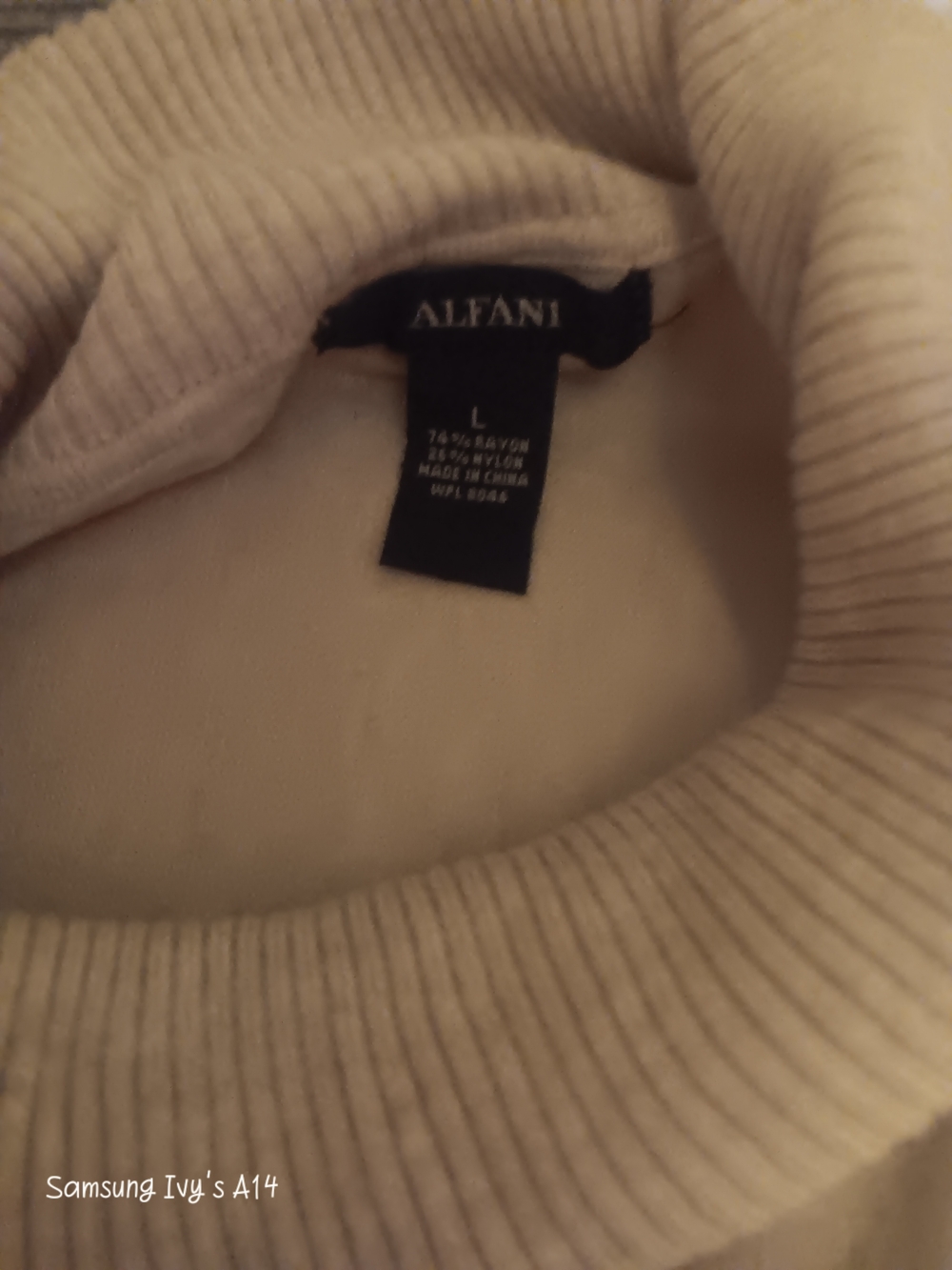 Alfani Cream Turtleneck Button-Sleeve Poncho Top - Picture 2 of 2